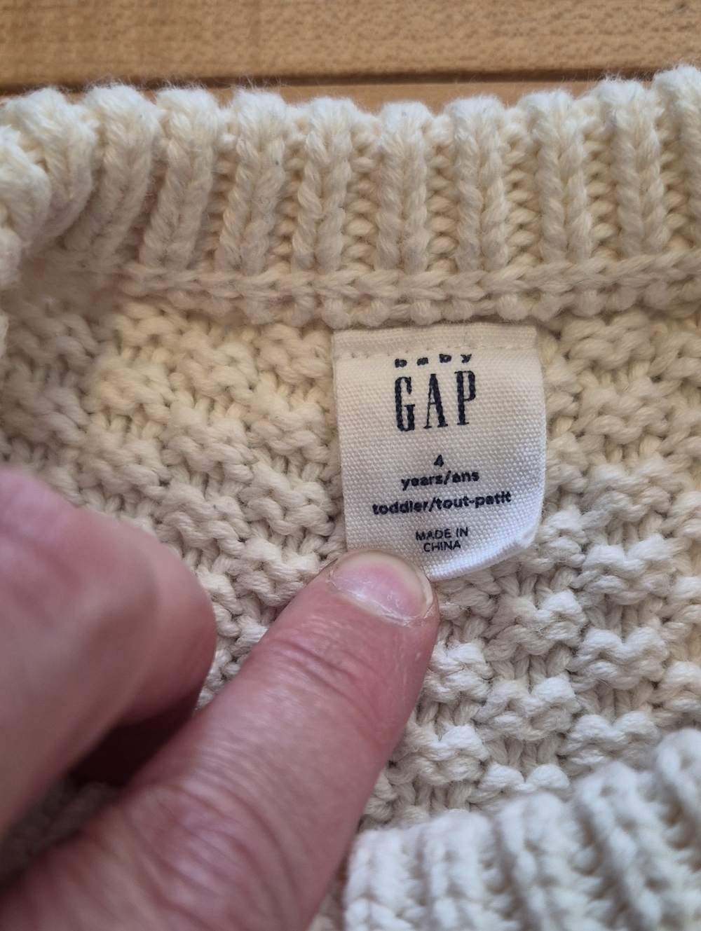 Girls Size 4 Gap Cream Cable Knit Sweater Dress with Blue Skirt - Picture 2 of 3